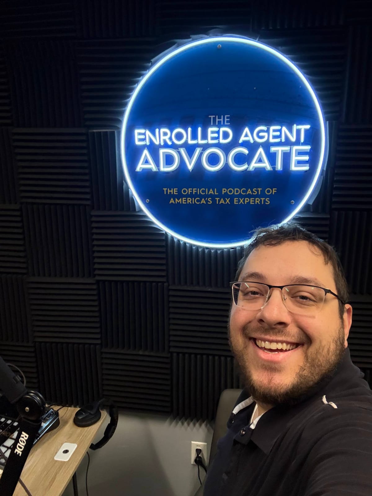 Yehuda as a guest in the NAEA Enrolled Agent Advocate podcast studio